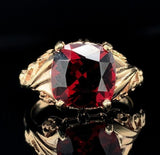 10k Yellow Gold 1.68ct Deep Red Genuine Natural Garnet Ring Size 6.25 (#J6386)