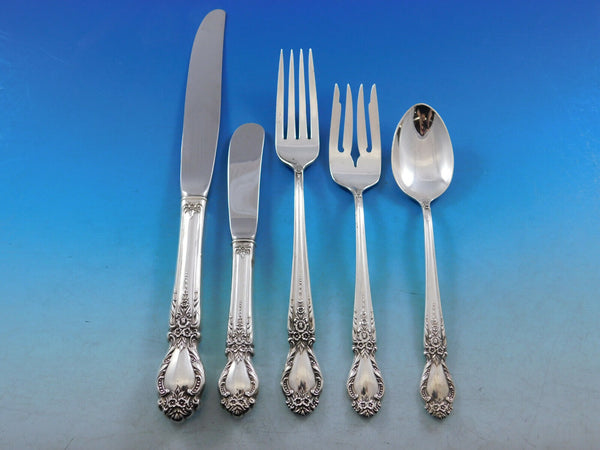 Brocade by International Sterling Silver Flatware Set For 8 Service 53 Pieces