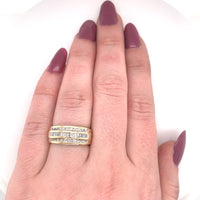10k Yellow Gold Three Row Genuine Natural Diamond Band 1/2ct Total Weight #J5590