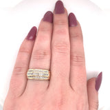 10k Yellow Gold Three Row Genuine Natural Diamond Band 1/2ct Total Weight #J5590