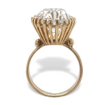 Vintage 14k Yellow Gold Ring with Genuine Natural Rock Crystal Quartz 6 (#J7094)