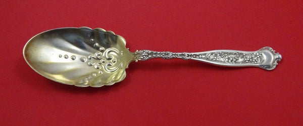 Dresden by Whiting Sterling Silver Salad Serving Spoon Gold Washed 9" Heirloom
