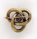 14k Gold Georgian Rose Cut Genuine Natural Diamond Pin Tri-Circle Knot (#J6255)