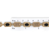 Deco Style 10k Yellow Gold Genuine Natural Black Onyx Filigree Bracelet (#J7551)