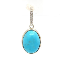 14k White Gold 9.17ct TW Genuine Natural Turquoise and Diamond Earrings (#J6115)