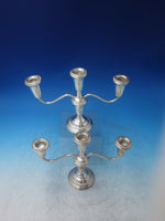 Empire Sterling Silver Pair Candelabra 3-Light #375 7 1/2" x 10 1/2" (#6226)