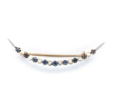 14k Yellow Gold Montana Sapphire and Pearl Large Crescent Pin (#J5470)