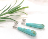 Platinum and Diamond Pair of Tyrone Turquoise Briolette Drop Earrings (#J7137)