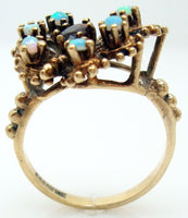 10k Yellow Gold Genuine Natural Opal and Garnet Butterfly Ring (#J443)