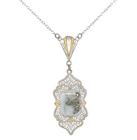 14k Gold Filigree 2.20 Carat Genuine Natural Gold Vein Quartz Pendant (#J7027)