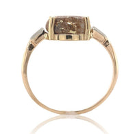 14k Gold Ring with Sierra Nevada 4.2ct Genuine Natural Gold Vein Quartz (#J6991)