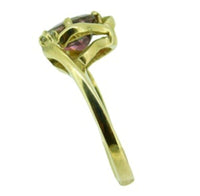 14k Yellow Gold Pear Shape Pink Genuine Natural Tourmaline Ring Jewelry (#J215)