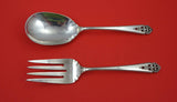 Queens Lace by International Sterling Silver Salad Serving Set 9 1/8"