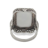 14k Gold Filigree Genuine Natural Hard Stone Agate Cameo Ring Size 6.25 (#J6897)