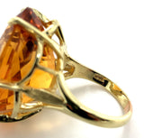 18k Yellow Gold Ring with a Huge 37 Carat Citrine Size 8.75 Easily Sized #J6336