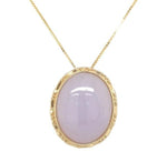 14k Yellow Gold Light Lavender Jade Jadeite Pendant with Box Chain (#J6659)