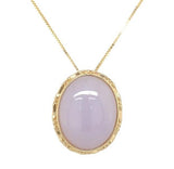 14k Yellow Gold Light Lavender Jade Jadeite Pendant with Box Chain (#J6659)