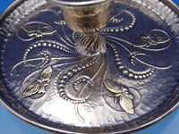 Tiffany and Co Sterling Silver Candlestick Pair Applied Gold Butterflies (#8587)