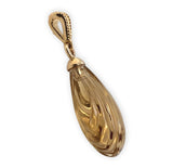 14k Yellow Gold Genuine Natural Citrine Carved Fan Shaped Pendant (#J7521)