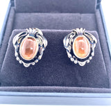 Georg Jensen Sterling 2014 Genuine Natural Smoky Quartz Earrings (#J5197)