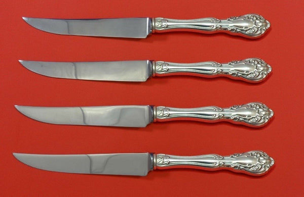 Chateau Rose by Alvin Sterling Silver Steak Knife Set 4pc HHWS Custom 8 1/2"