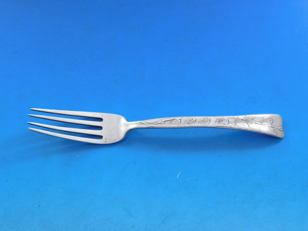 Lap Over Acid Etched by Tiffany Sterling Silver Dessert Junior Fork 6 1/4 Leaves