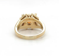 14k Yellow Gold Heavy Mandarin Orange Genuine Natural Garnet Diamond Ring #J6315