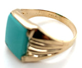 Vintage 14k Gold Men's 2.81 Carat Genuine Natural Turquoise Ring (#J6539)
