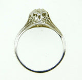 Art Deco 14k White Gold Genuine Natural Diamond Filigree Ring .10ct (#J839)