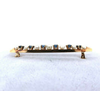 14k Yellow Gold Montana Sapphire and Pearl Crescent Pin (#J5469)