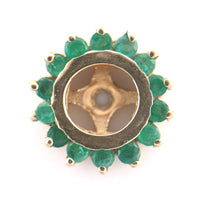 14k Yellow Gold Pair of Earring Jackets w/ Genuine Natural Emerald Halo (#J6686)