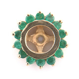 14k Yellow Gold Pair of Earring Jackets w/ Genuine Natural Emerald Halo (#J6686)