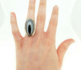 Large Georg Jensen Sterling Hematite Ring #46E (#J4458)