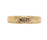 14k Yellow Gold Wedding Band Ring with Three Genuine Natural Diamonds (#J7288)