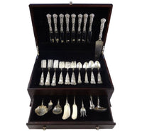 Bridal Rose by Alvin Sterling Silver Flatware Set For 8 Service 57 Pieces