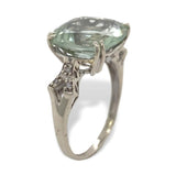 14k White Gold Genuine Natural Prasiolite Green Amethyst Ring Size 7.25 (#J7087)