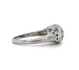 18k Gold Art Deco Three Stone Genuine Natural Diamond Filigree Ring (#J5587)