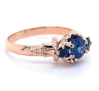 10k Rose Gold Victorian .79ct Total Weight Genuine Natural Sapphire Ring #J5177