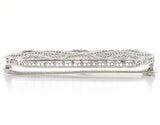 Art Deco 14k Wide Filigree Brooch Pin w/ Three Genuine Natural Diamonds (#J6957)