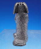 Silverplate Pepper Shaker Form of Dog Brown Glass Eyes Victorian 2 3/4" (#9027)