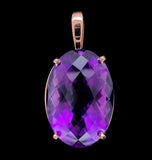 14k Rose Gold 20.56 Carat Oval Genuine Natural Amethyst Pendant (#J7229)
