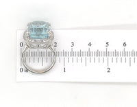 18k White Gold Large 15.55 Carat Genuine Natural Aquamarine Diamond Ring #J7013
