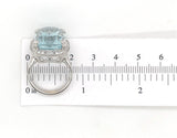 18k White Gold Large 15.55 Carat Genuine Natural Aquamarine Diamond Ring #J7013