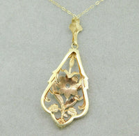 10k Tri-Color Genuine Natural Diamond Flower Pendant with 14k Chain (#J4320)