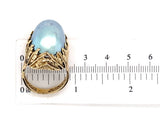 Handwrought 14k Yellow Gold Ring with Huge Blue Mabe Pearl Size 9 (#J7241)