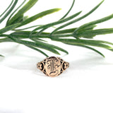Victorian 9k Gold Signet Ring with "F" Monogram Size 6.75 Jewelry (#J7276)