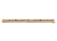 14k Yellow Gold Genuine Montana Sapphire Bar Pin Gillouche Engraving (#J6876)