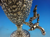 Repousse by AE Warner Coin Silver Tea Set 5 pc Samovar Birds Monkey Lion #8648