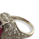 14k White Gold 4 Carat Genuine Natural Rubellite Filigree Ring 7.25 (#J7553)