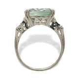 14k White Gold Genuine Natural Prasiolite Green Amethyst Ring Size 7.25 (#J7087)